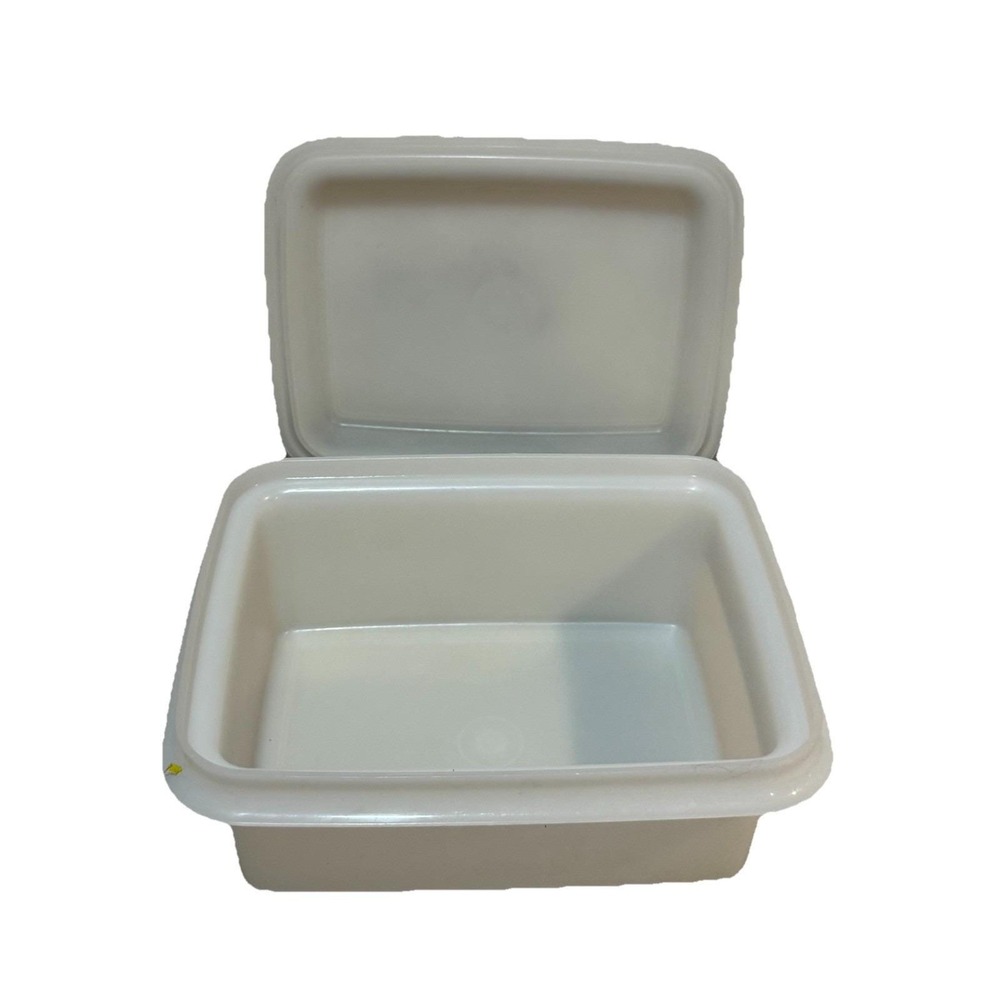 Tupperware Freeze N Save Ice Cream Keeper Container Almond‎ Sheer Top 7x3.5x9.5